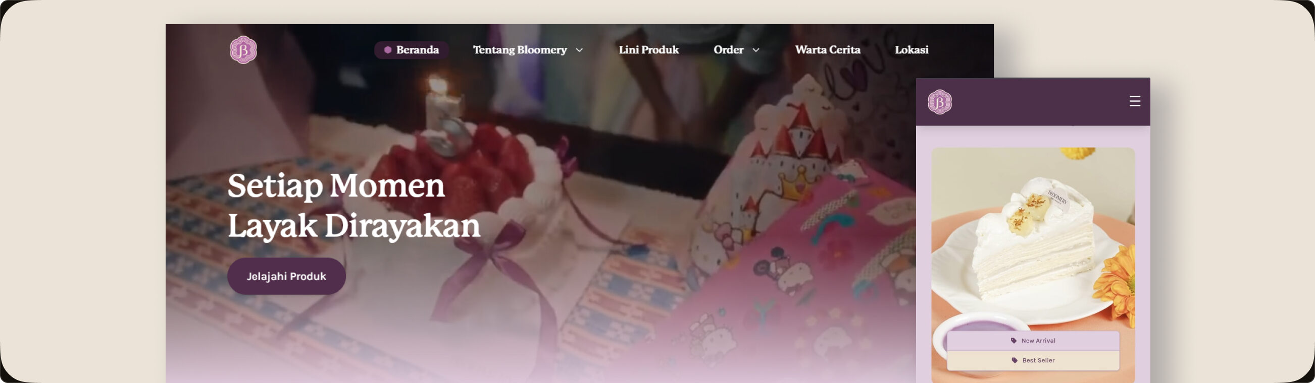 Bloomery Patisserie website desktop and mobile homepage